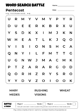 Printable Pentecost Word Search