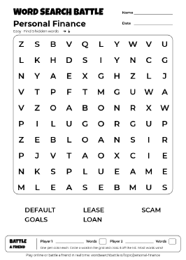 Printable Personal Finance Word Search