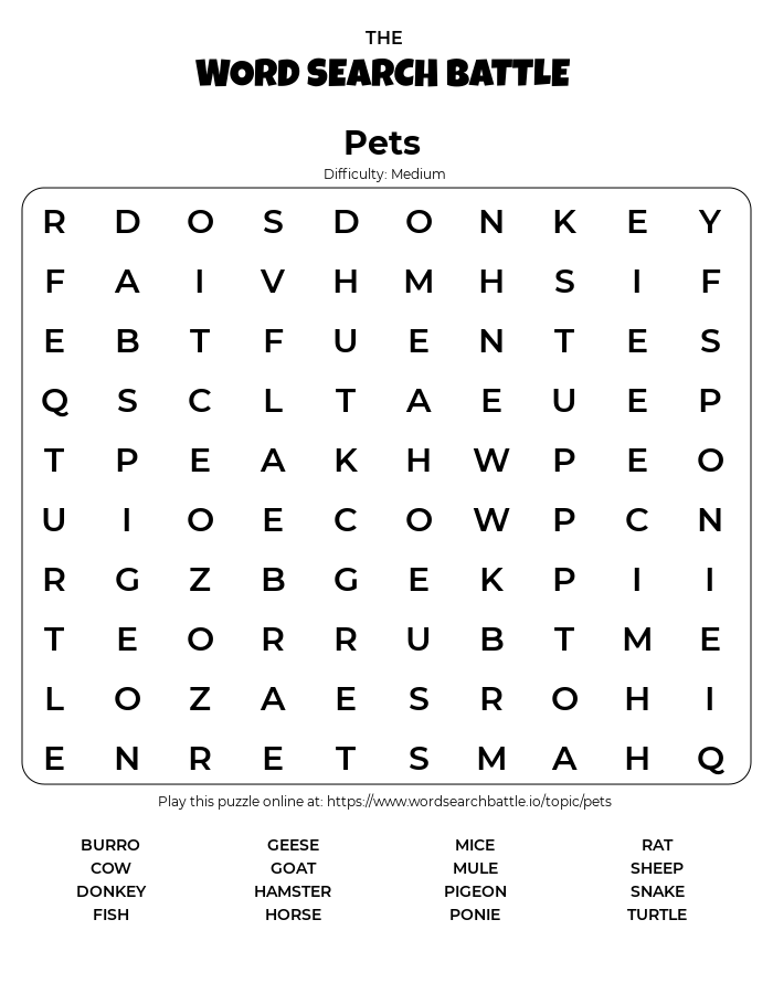 Adopt Me Pets 1 Word Search - WordMint