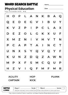 Printable Physical Education Word Search