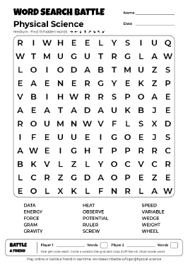 Printable Physical Science Word Search