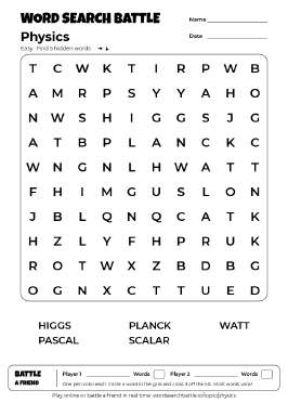 Printable Easy Physics Word Search