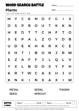 Printable Plants Word Search