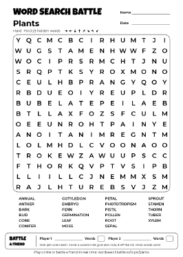 Printable Plants Word Search