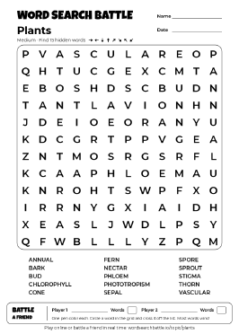 Printable Plants Word Search