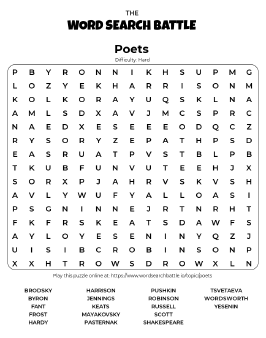 Printable Poets Word Search