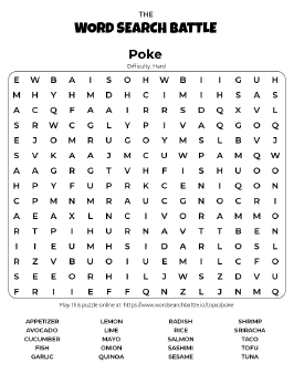 Printable Hard Poke Word Search