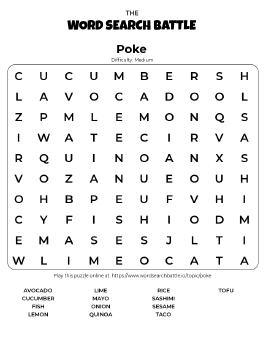 Printable Poke Word Search