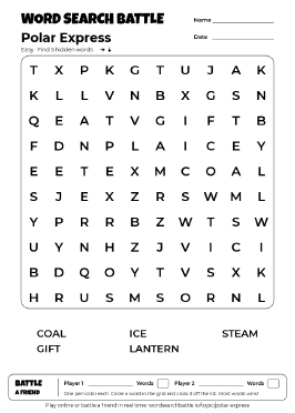 Printable Polar Express Word Search
