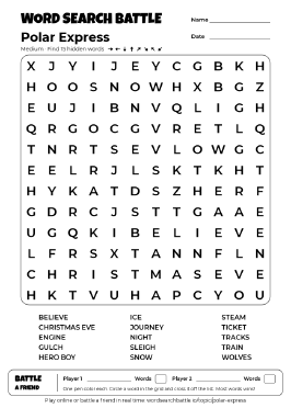 Printable Polar Express Word Search