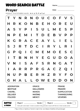 Printable Medium Prayer Word Search