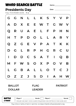 Printable Presidents Day Word Search
