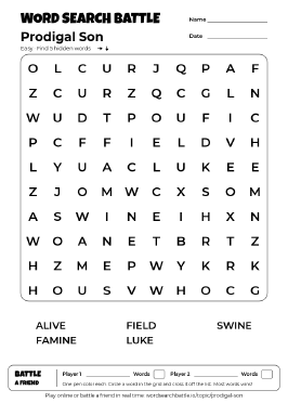 Printable Prodigal Son Word Search