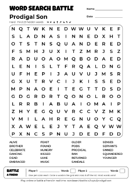 Printable Prodigal Son Word Search