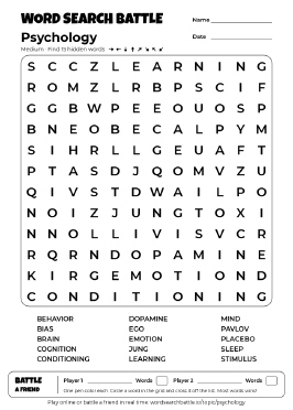 Printable Psychology Word Search Preview