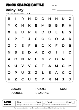 Printable Rainy Day Word Search