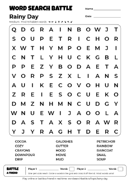Printable Rainy Day Word Search