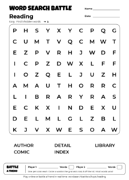 Printable Reading Word Search