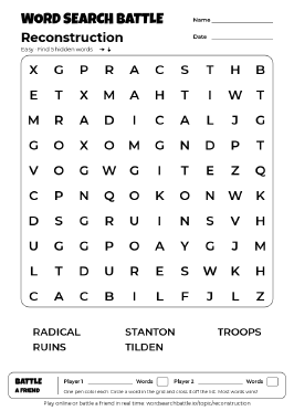 Printable Reconstruction Word Search