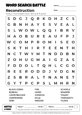 Printable Reconstruction Word Search