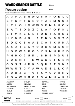 Printable Hard Resurrection Word Search
