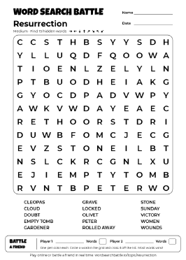 Printable Medium Resurrection Word Search
