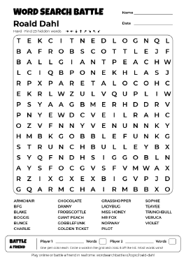 Printable Roald Dahl Word Search