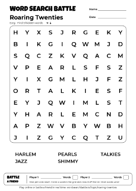 Printable Roaring Twenties Word Search