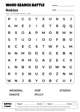 Printable Easy Roblox Word Search