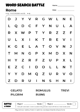 Printable Easy Rome Word Search