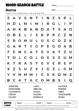 Printable Medium Rome Word Search