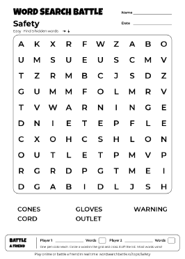 Printable Safety Word Search