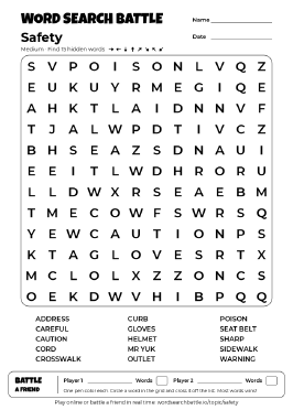 Printable Safety Word Search
