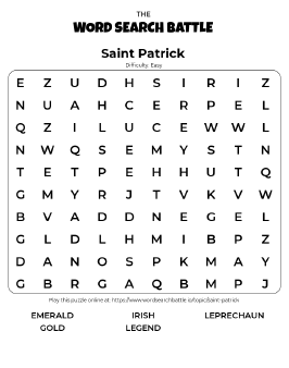 Printable Saint Patrick Word Search