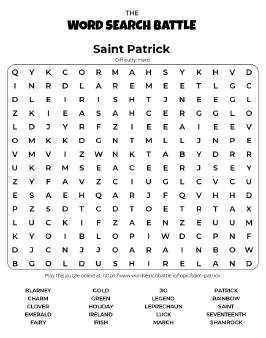 Printable Saint Patrick Word Search