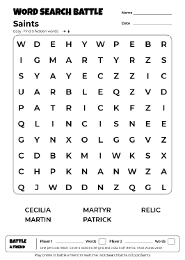 Printable Easy Saints Word Search