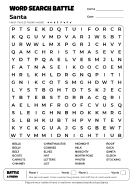 Printable Hard Santa Word Search
