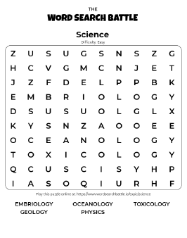 Printable Science Word Search