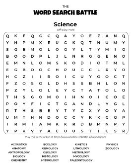 Printable Science Word Search