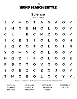 Printable Science Word Search