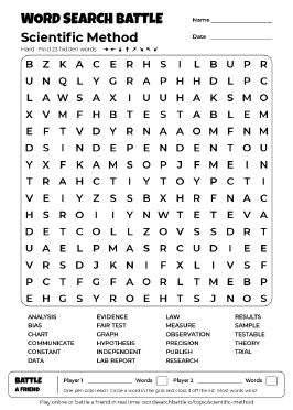 Printable Scientific Method Word Search
