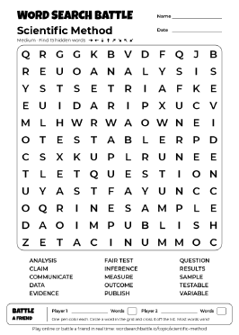 Printable Scientific Method Word Search
