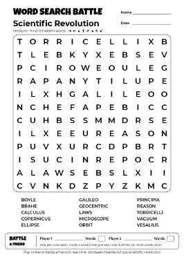 Printable Scientific Revolution Word Search