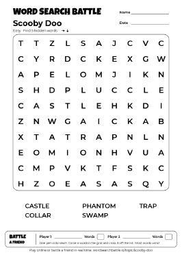 Printable Scooby Doo Word Search