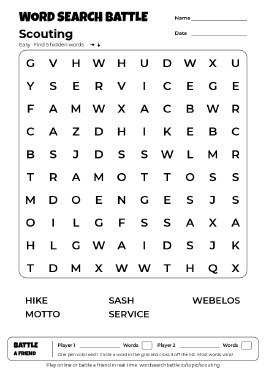 Printable Easy Scouting Word Search