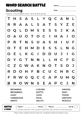 Printable Medium Scouting Word Search