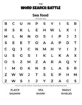 Printable Sea Food Word Search