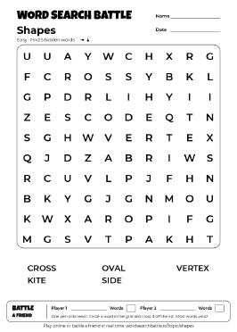 Printable Shapes Word Search