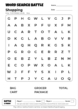 Printable Shopping Word Search