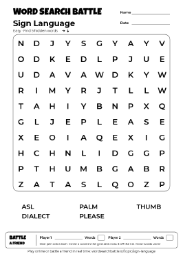Printable Sign Language Word Search
